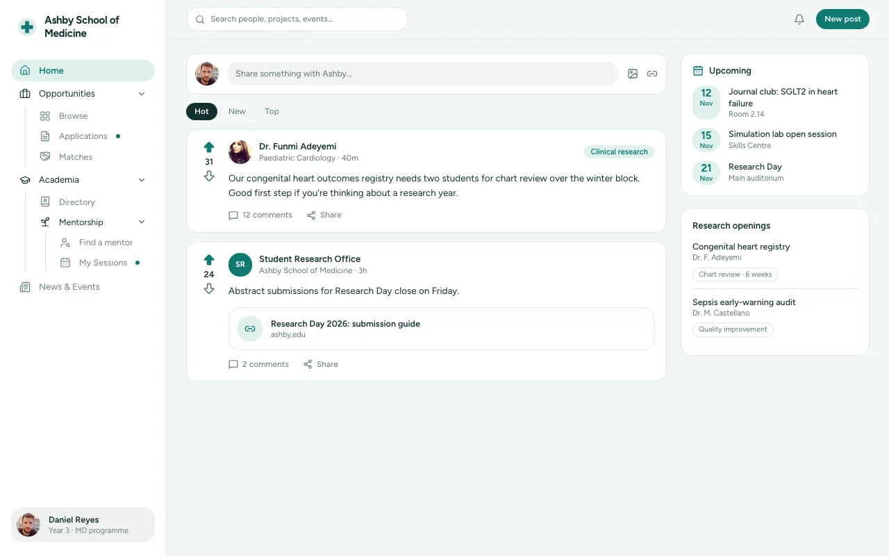 Ashby School of Medicine: home page