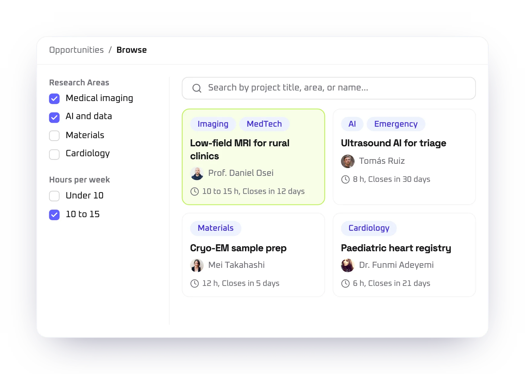 Opportunities page